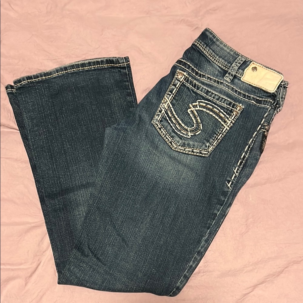 Silver Jeans Blue Boot Cut Denim with Distinctive Stitching